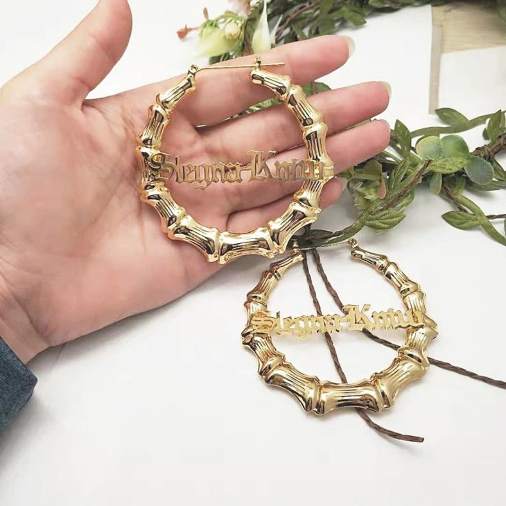 Name Earrings Custom Hoop Earrings Letter Big E002